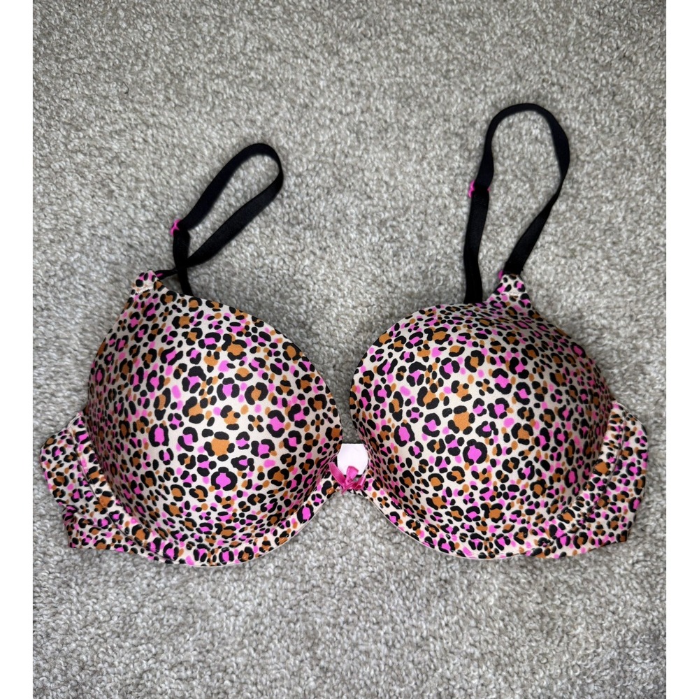 Victoria's Secret Very Sexy Demi Push-Up Bra Size 34C Pink Black Animal Print